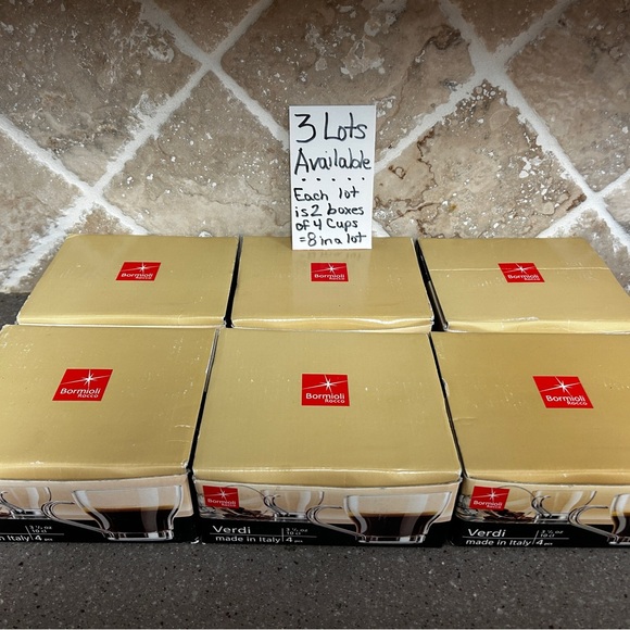 Lot of 8 NIB Bormioli Rocco Verdi Espresso Cups 3.5oz Glass Steel Handles - Picture 7 of 8